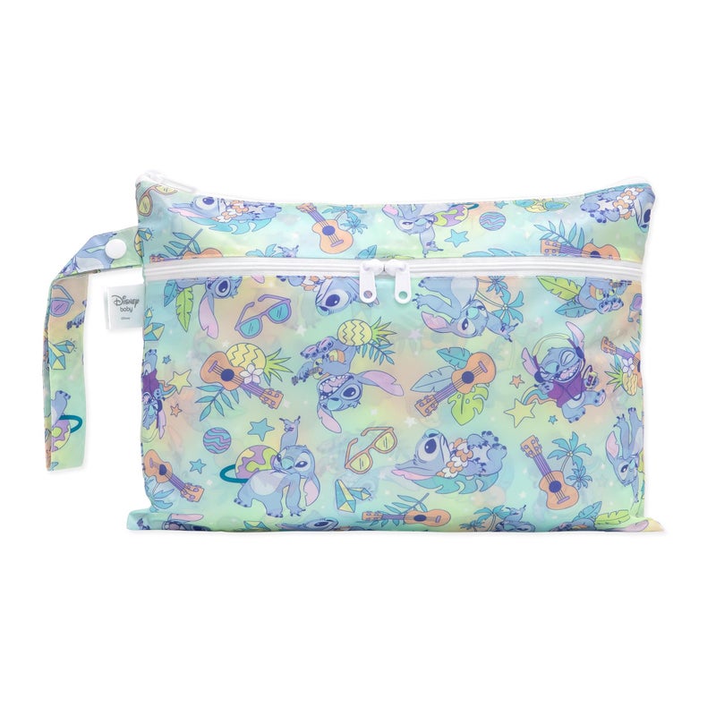 Bumkins Disney Waterproof Wet Dry Clutch Bag for Baby, Travel, Swim Suit, Cloth Diapers, Pump Parts, Pool, Gym Clothes, Toiletry, Strap to Stroller, Daycare, Zip Reusable Bag, Packing Pouch, Stitch - Image 1